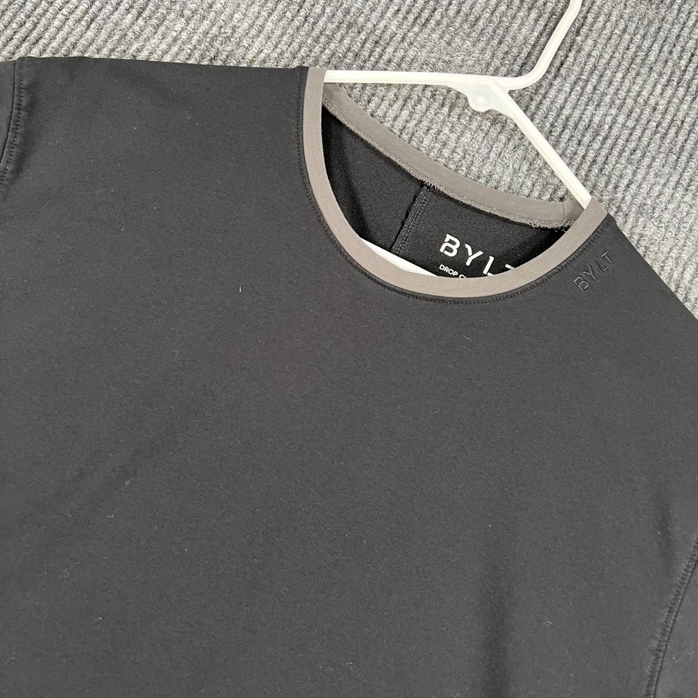 BYLT Drop Cut Ringer Shirt Mens Large Black Short Sleeve Workout Casual Active